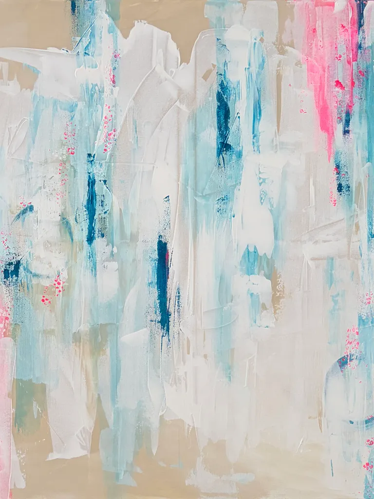 Blue Blush | Abstrakte Acrylkunst auf Leinwand 