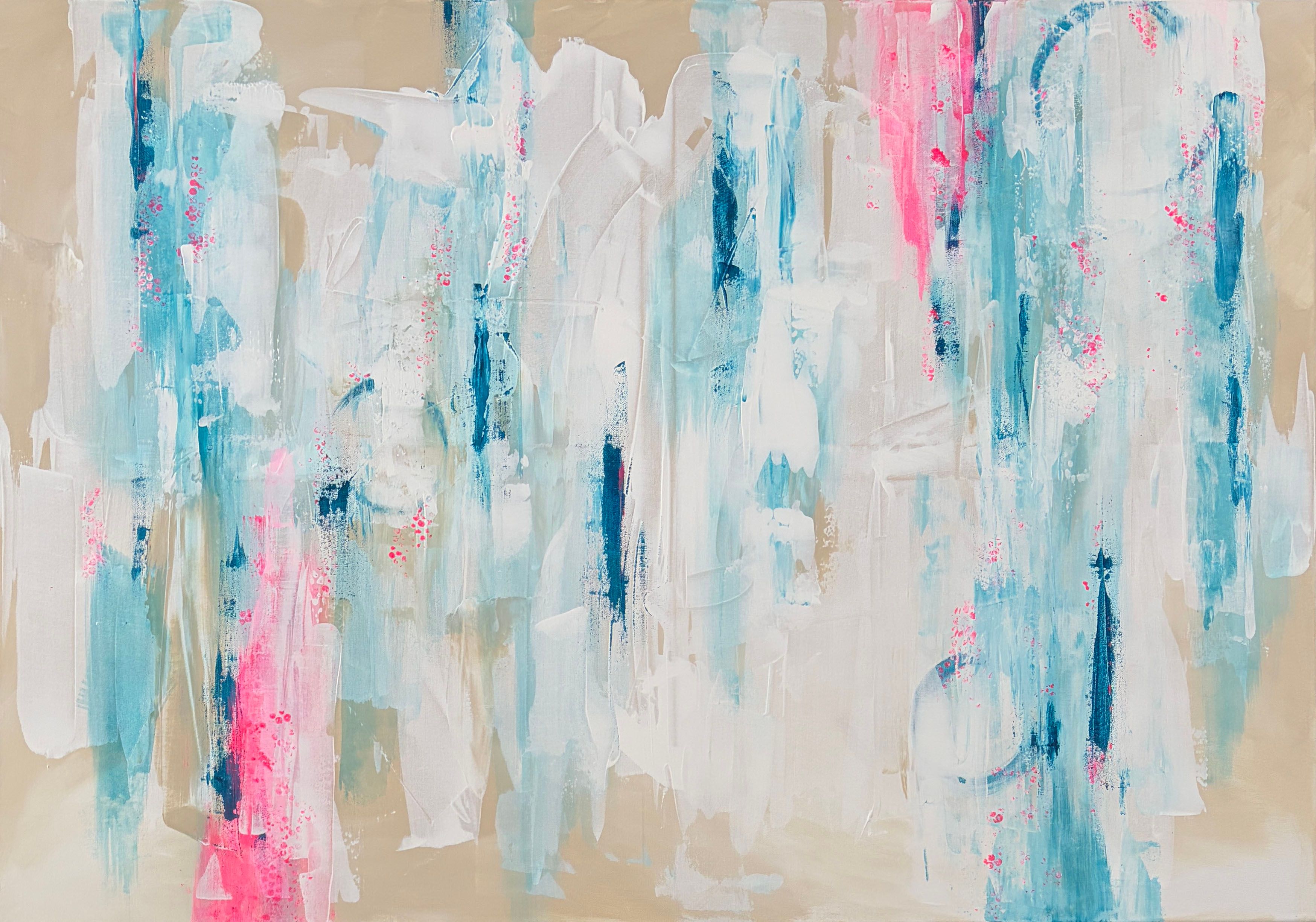 Blue Blush | Abstrakte Acrylkunst auf Leinwand 